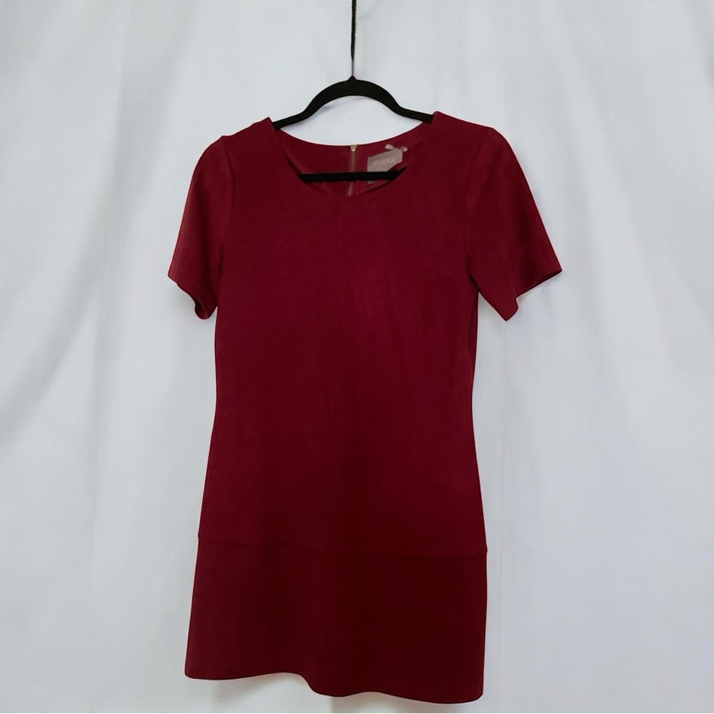 Women's Short Sleeve Mini Dress - Deep Burgundy 3/$25